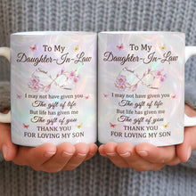 Load image into Gallery viewer, Personalized Infinity Flower Coffee Mug Custom Gift for Daughter-In-Law
