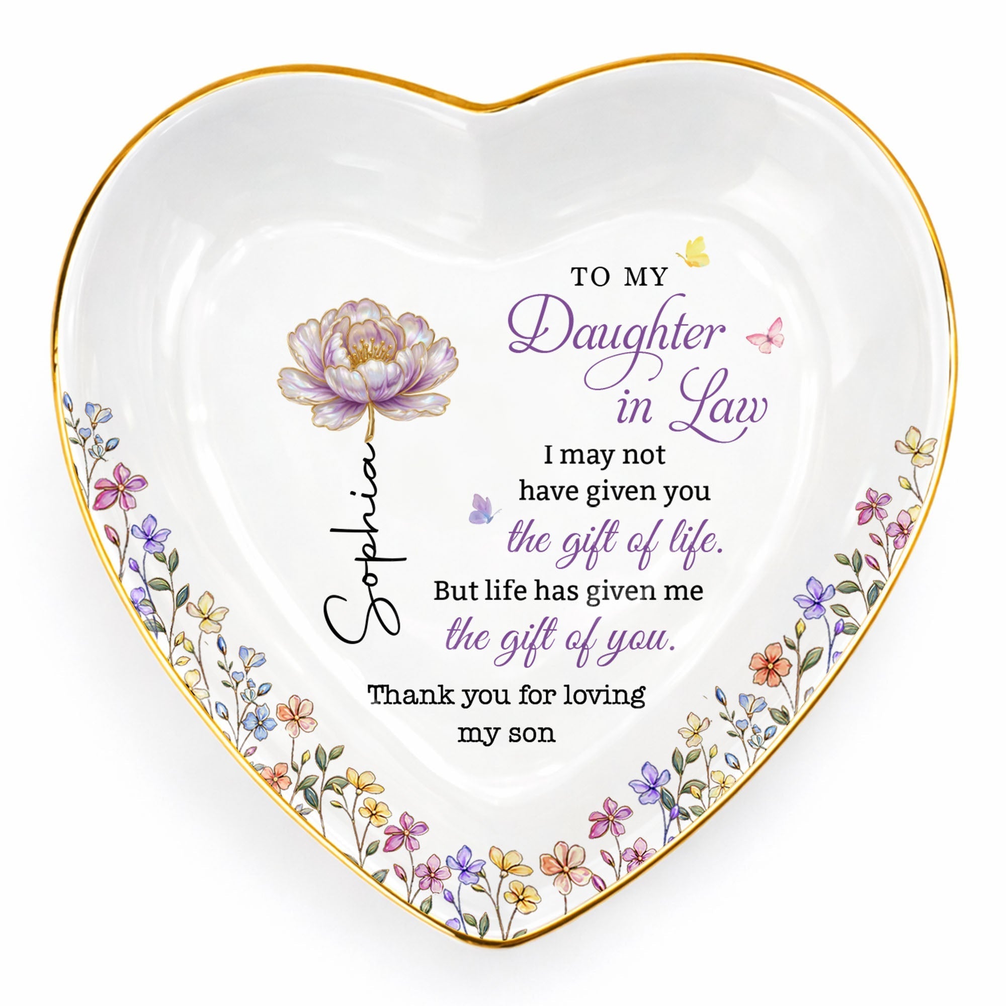 Personalized Heart Jewelry Dish Custom Name Gift for Daughter-in-Law