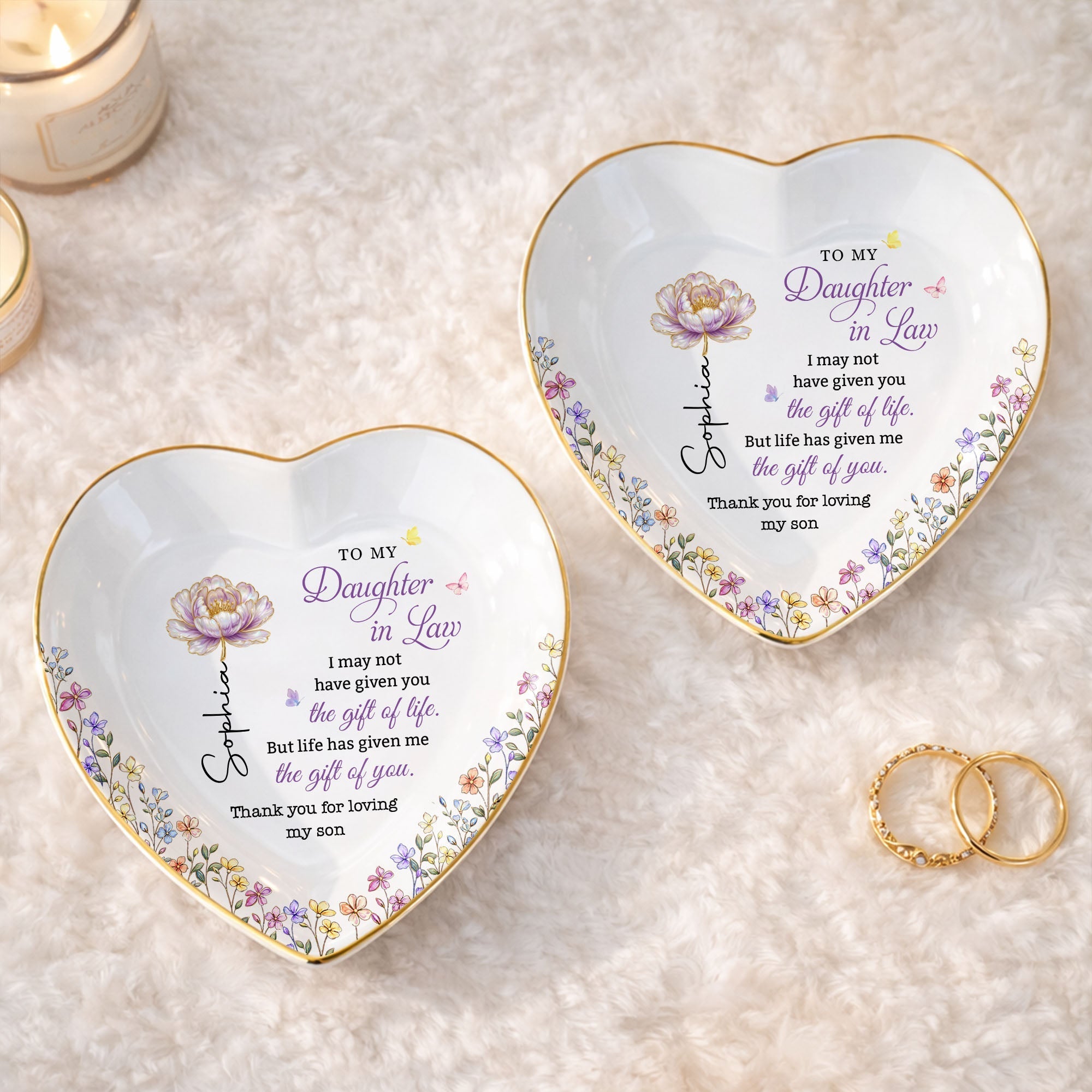 Personalized Heart Jewelry Dish Custom Name Gift for Daughter-in-Law