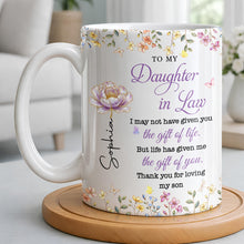 Load image into Gallery viewer, Personalized Coffee Mug Custom Floral Gift for Daughter-in-Law
