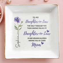 Load image into Gallery viewer, Personalized Floral Jewelry Dish Custom Message for Daughter-in-Law

