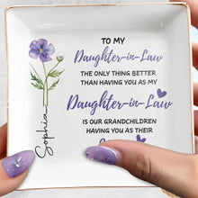 Load image into Gallery viewer, Personalized Floral Jewelry Dish Custom Message for Daughter-in-Law
