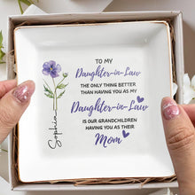 Load image into Gallery viewer, Personalized Floral Jewelry Dish Custom Message for Daughter-in-Law
