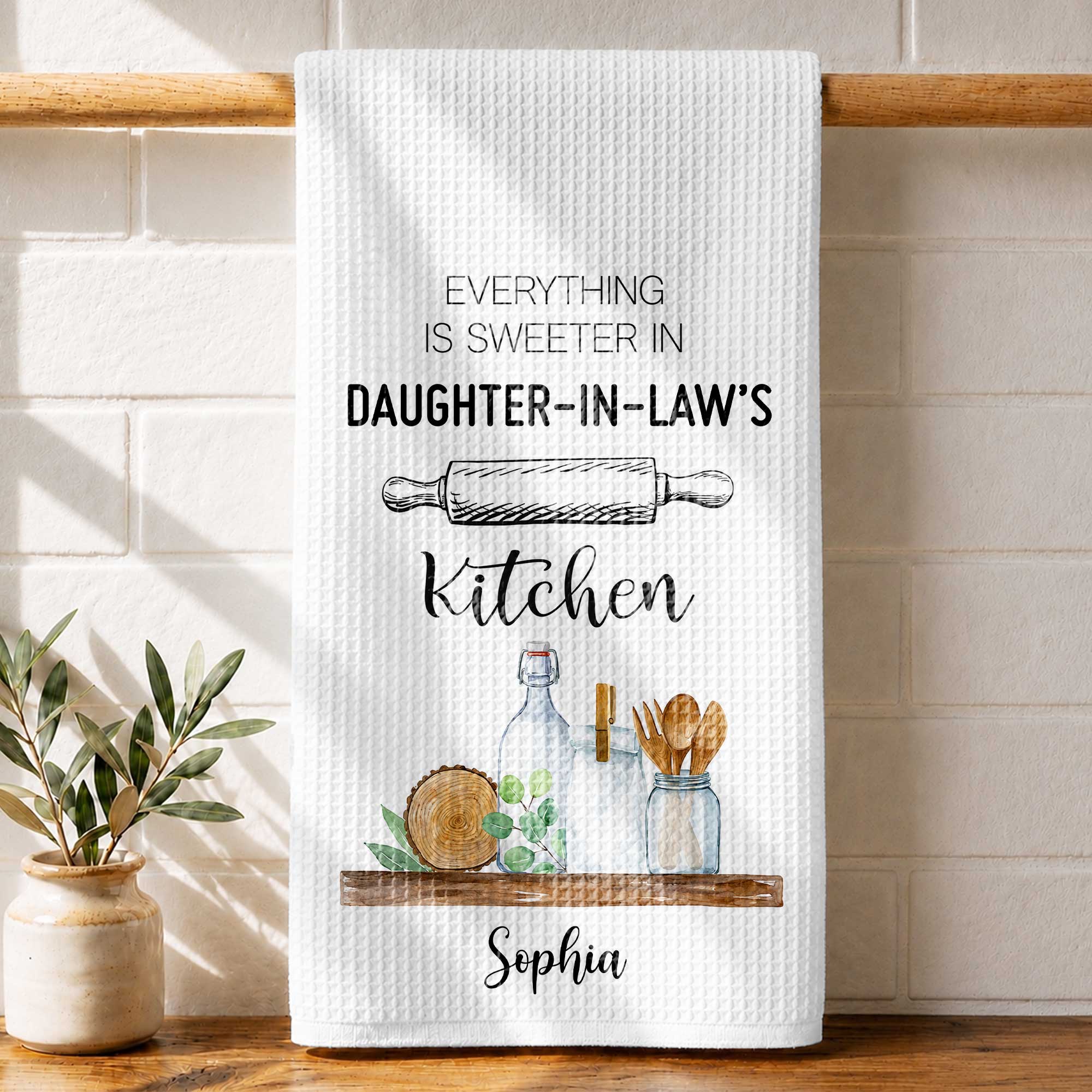 Personalized Kitchen Towel Gift for Daughter-in-Law - Custom Name