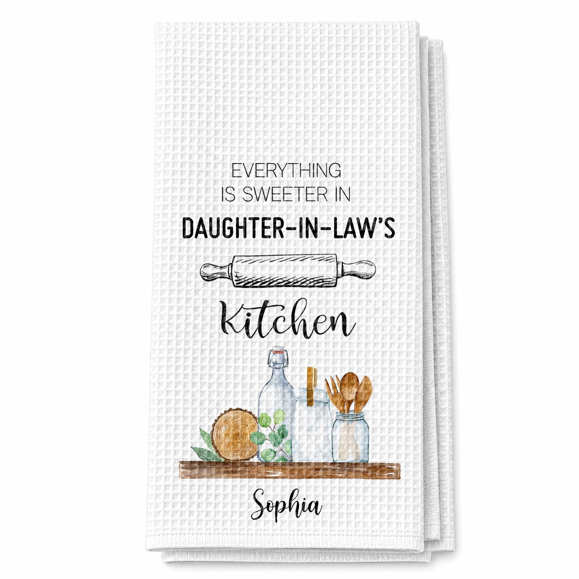 Personalized Kitchen Towel Gift for Daughter-in-Law - Custom Name
