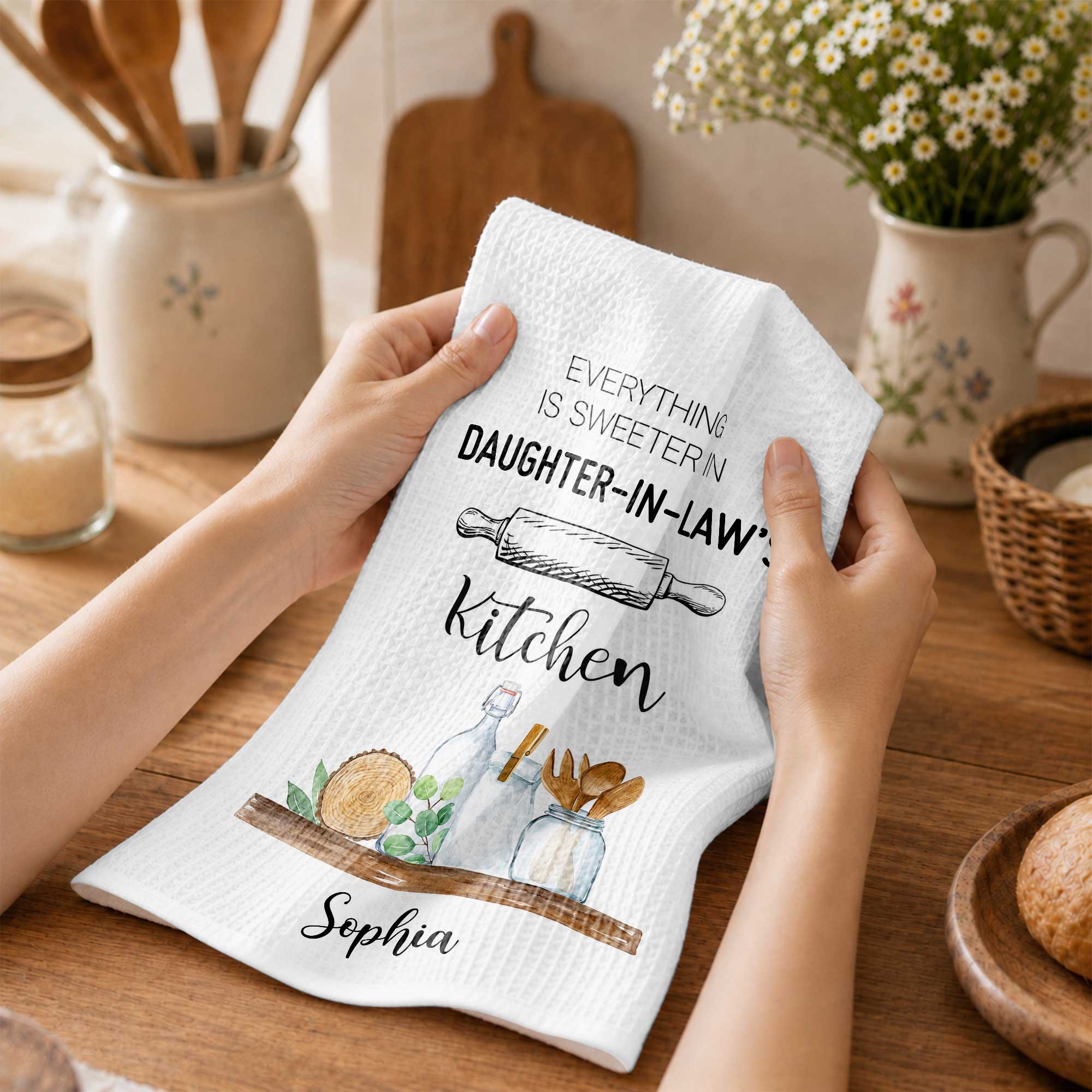 Personalized Kitchen Towel Gift for Daughter-in-Law - Custom Name