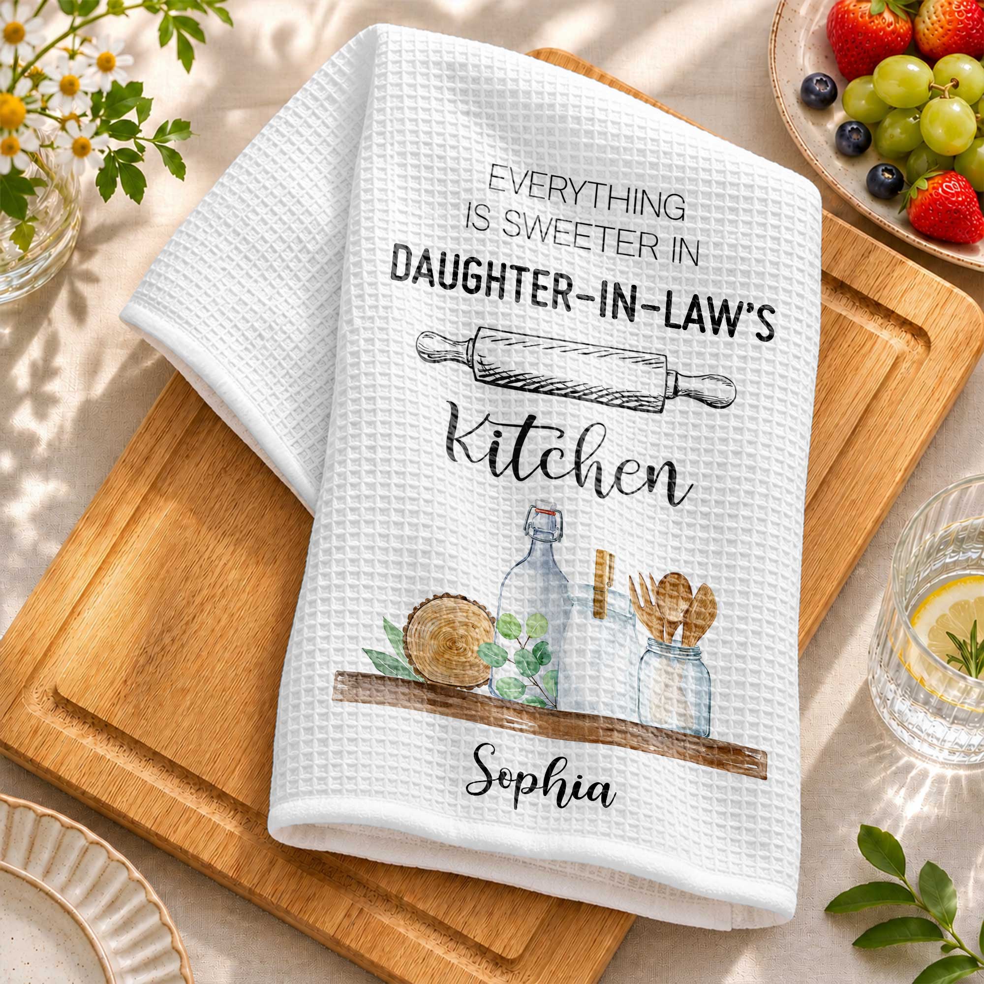 Personalized Kitchen Towel Gift for Daughter-in-Law - Custom Name