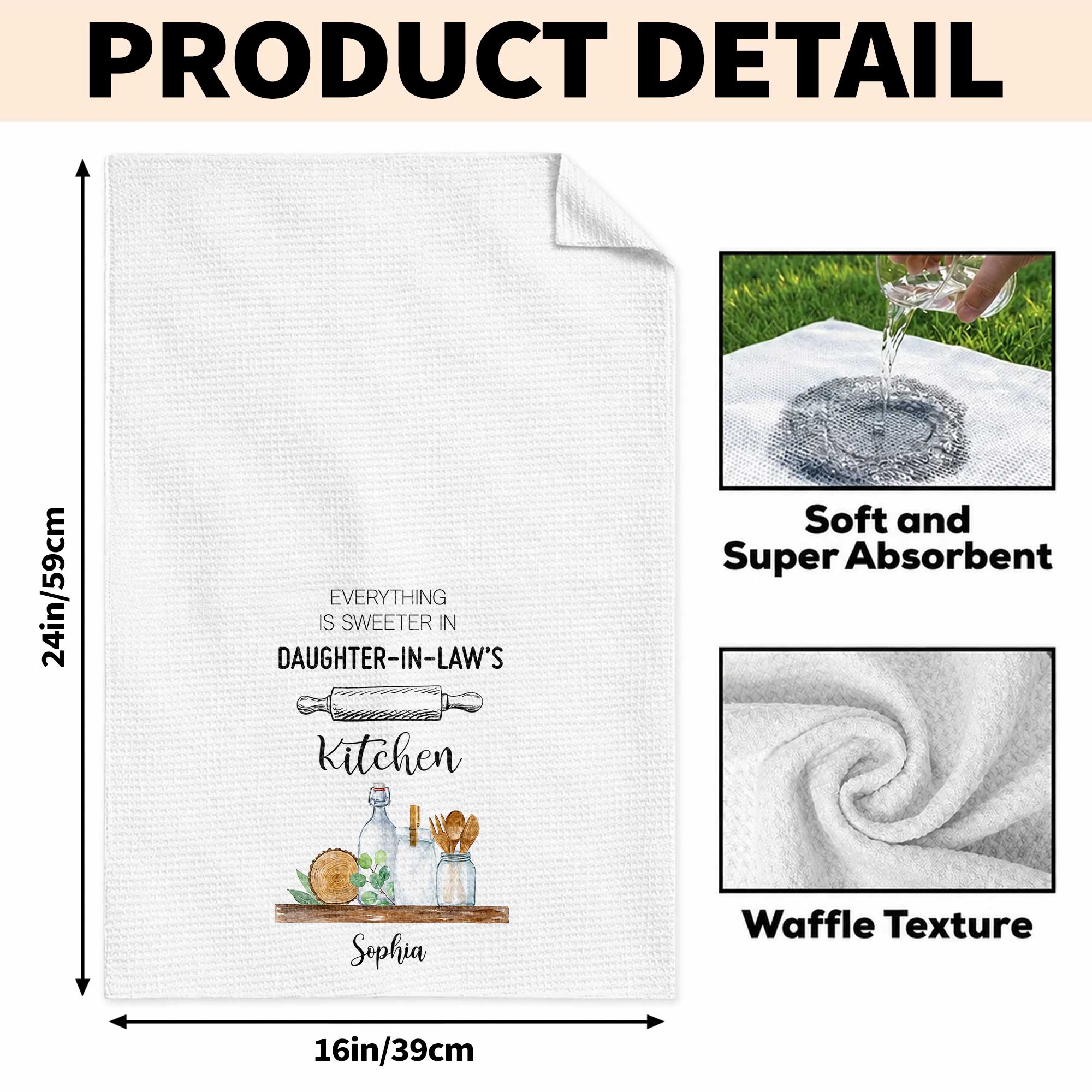 Personalized Kitchen Towel Gift for Daughter-in-Law - Custom Name