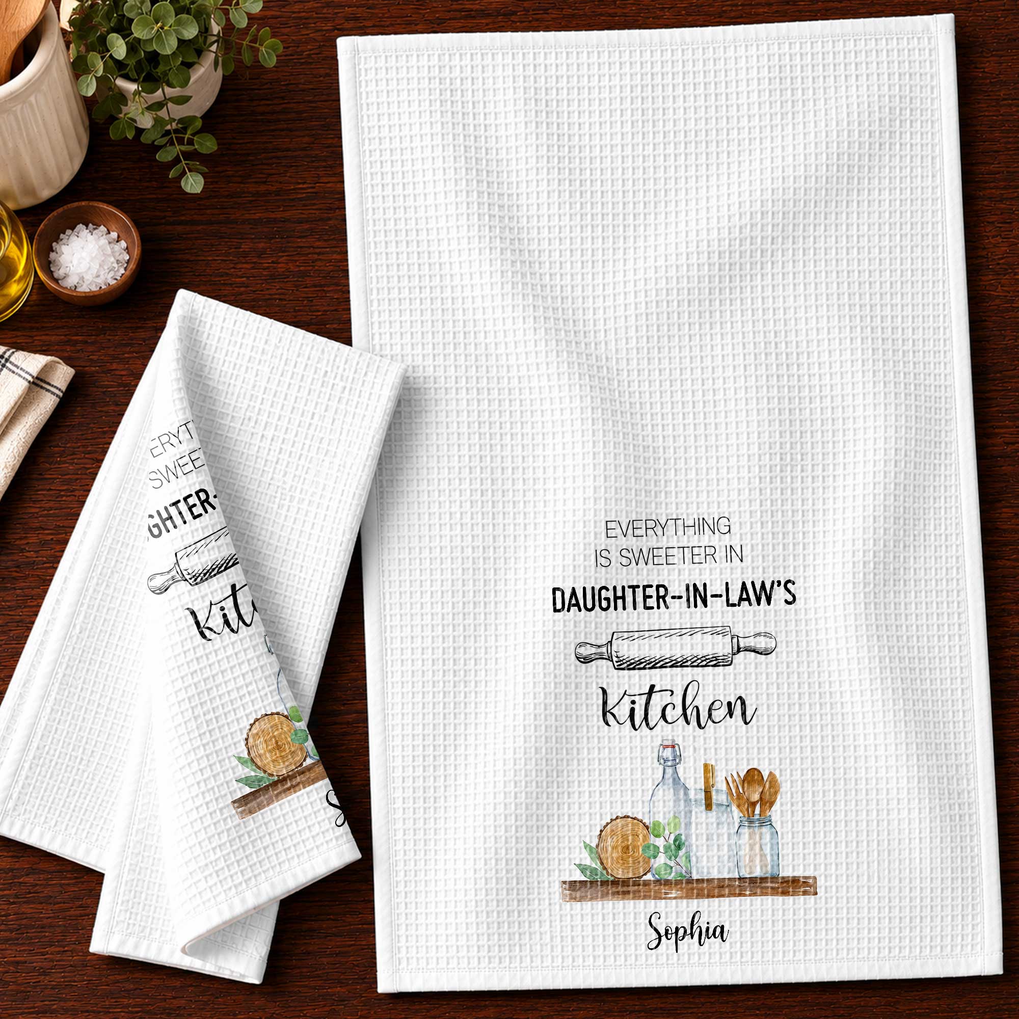 Personalized Kitchen Towel Gift for Daughter-in-Law - Custom Name
