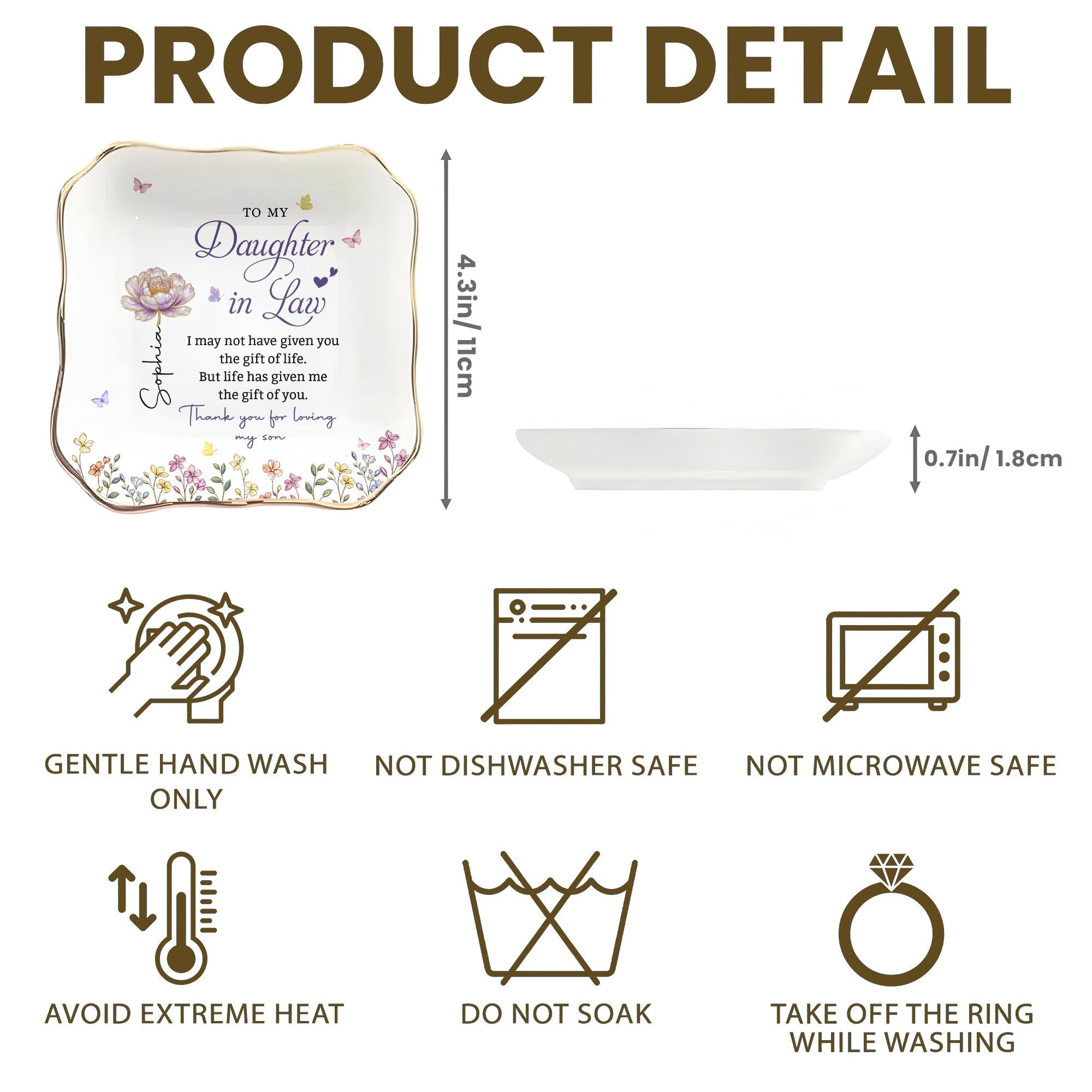 Personalized Lace Jewelry Dish Custom Gift for Daughter-in-Law