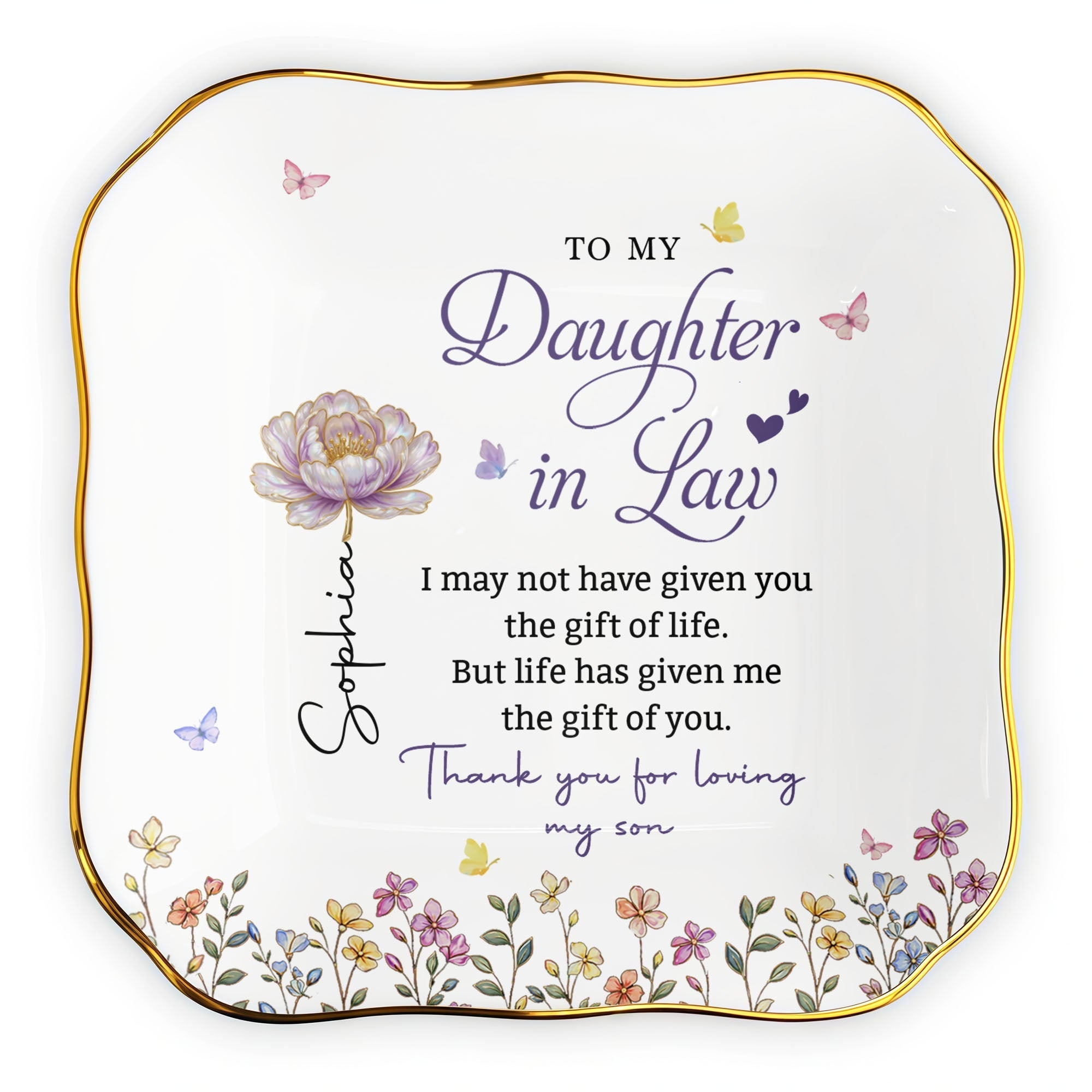 Personalized Lace Jewelry Dish Custom Gift for Daughter-in-Law
