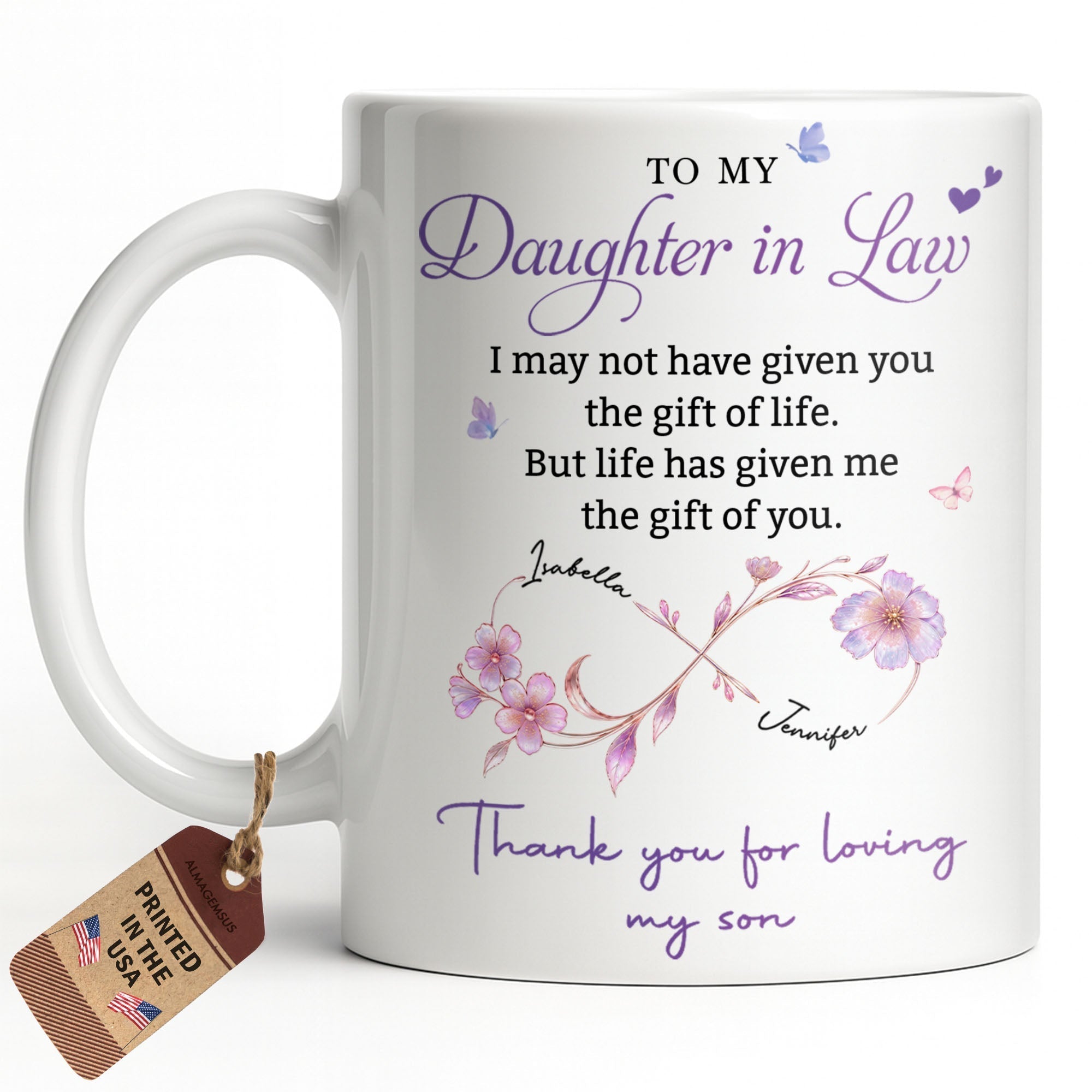 Personalized Custom Coffee Mug with Birth Month Flowers Gift for Daughter-in-Law