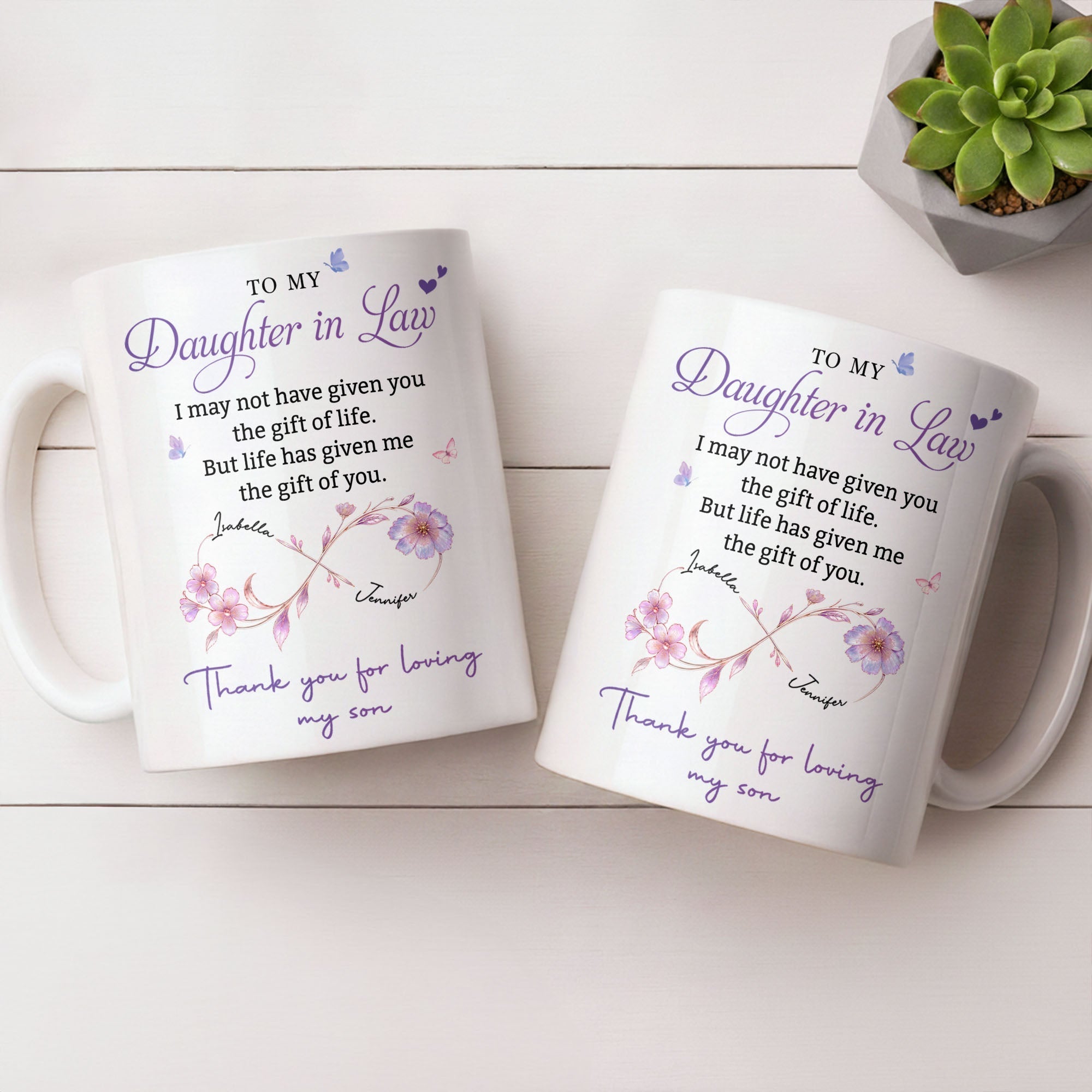 Personalized Custom Coffee Mug with Birth Month Flowers Gift for Daughter-in-Law