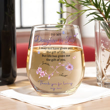 Load image into Gallery viewer, Personalized Stemless Wine Glass Custom Name Gift for Daughter-in-Law
