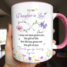 Load image into Gallery viewer, Personalized Floral Accent Mug Custom Gift for Daughter in Law
