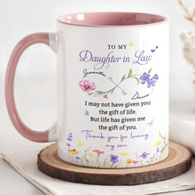 Load image into Gallery viewer, Personalized Floral Accent Mug Custom Gift for Daughter in Law
