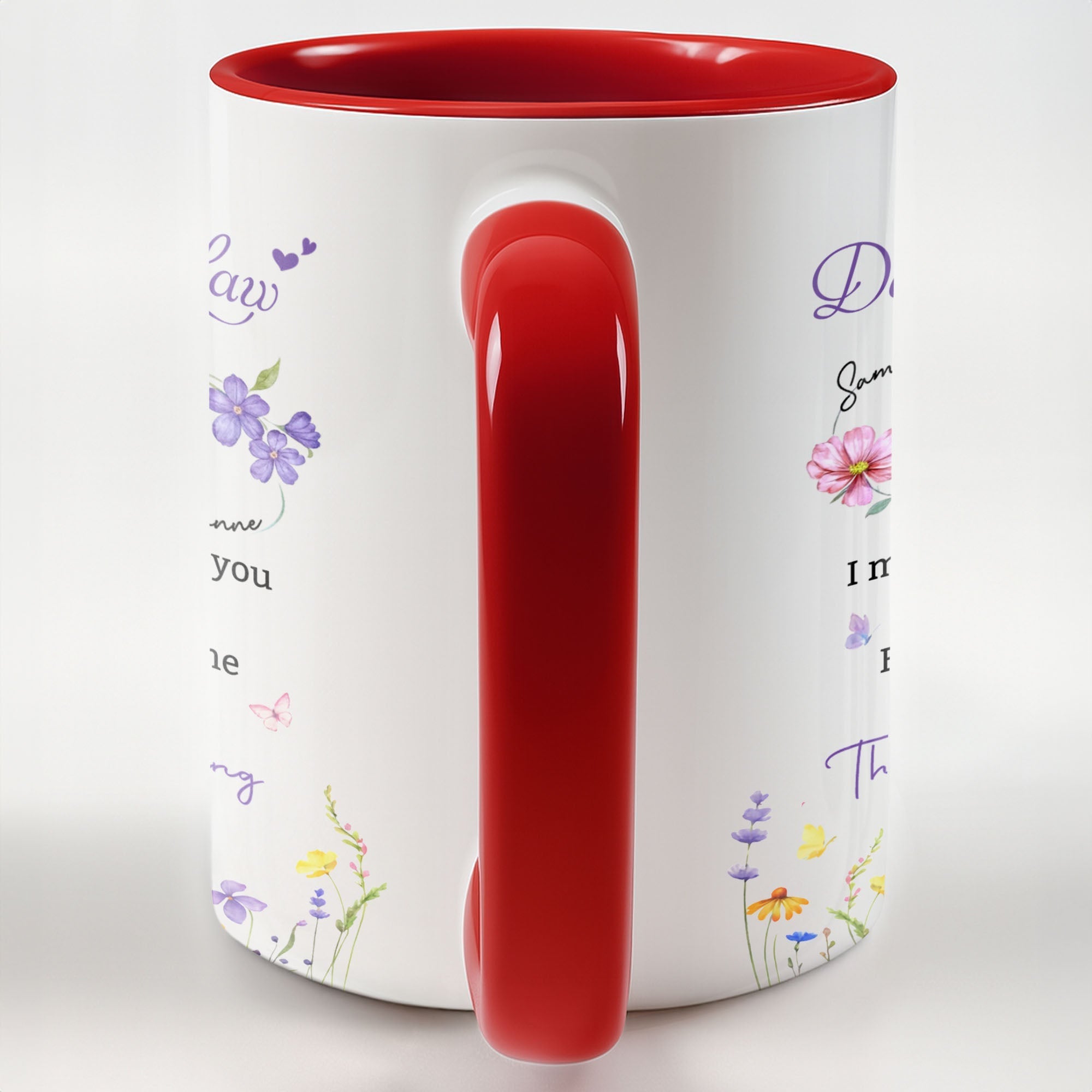 Personalized Floral Accent Mug Custom Gift for Daughter in Law