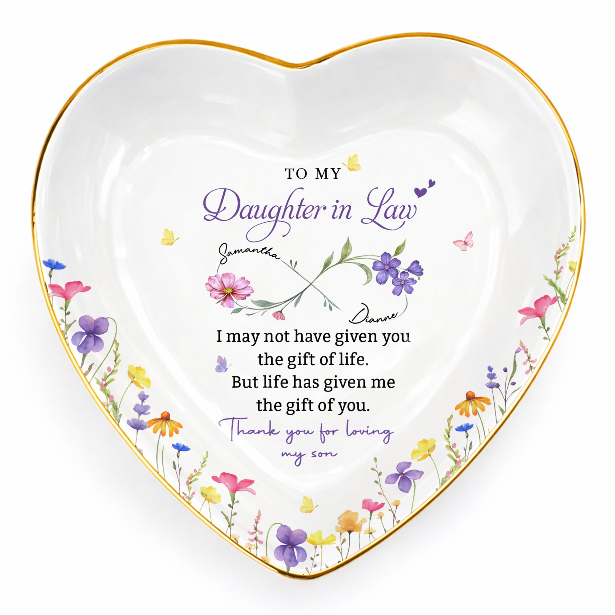 Personalized Heart Jewelry Dish Custom Name Gift for Daughter-in-Law