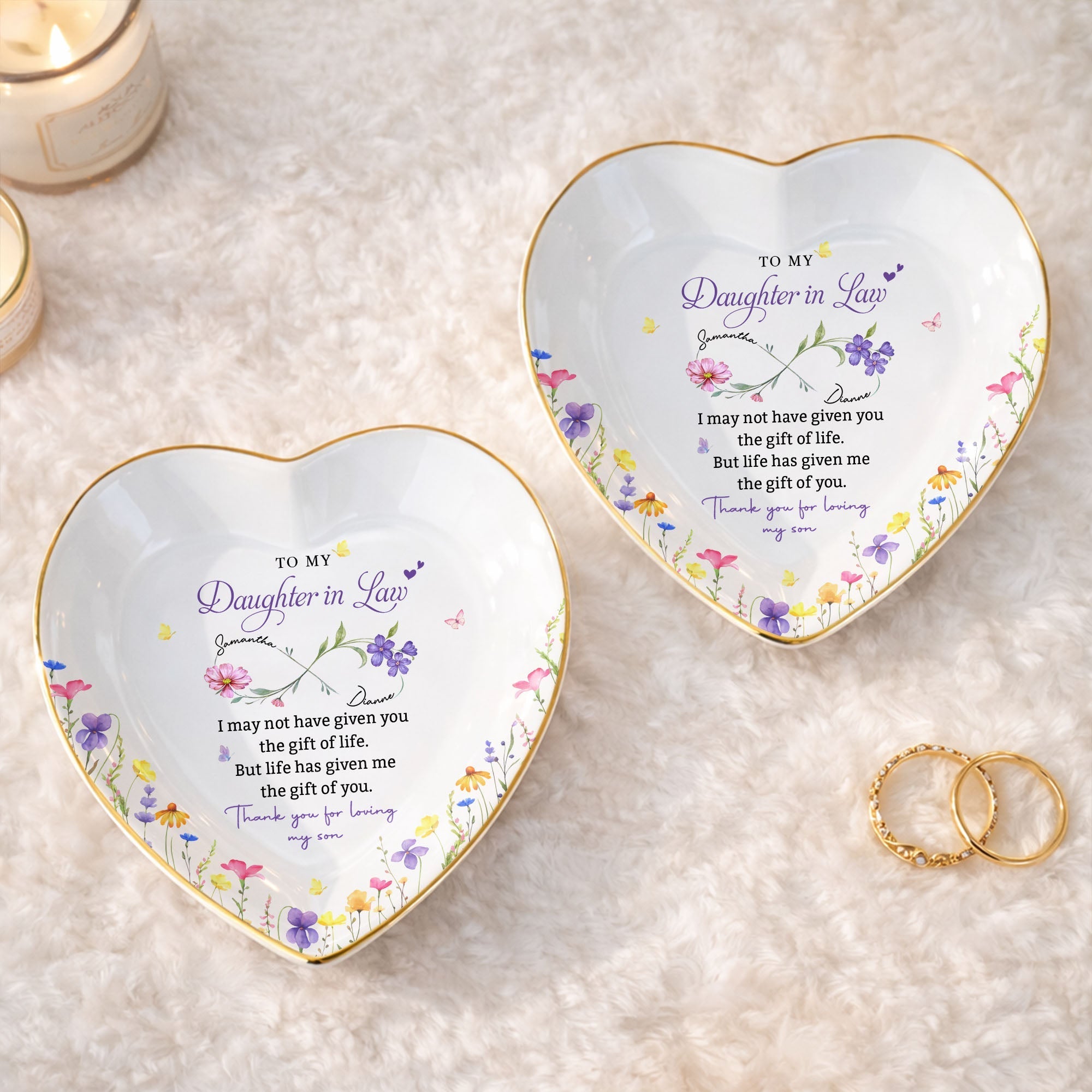 Personalized Heart Jewelry Dish Custom Name Gift for Daughter-in-Law