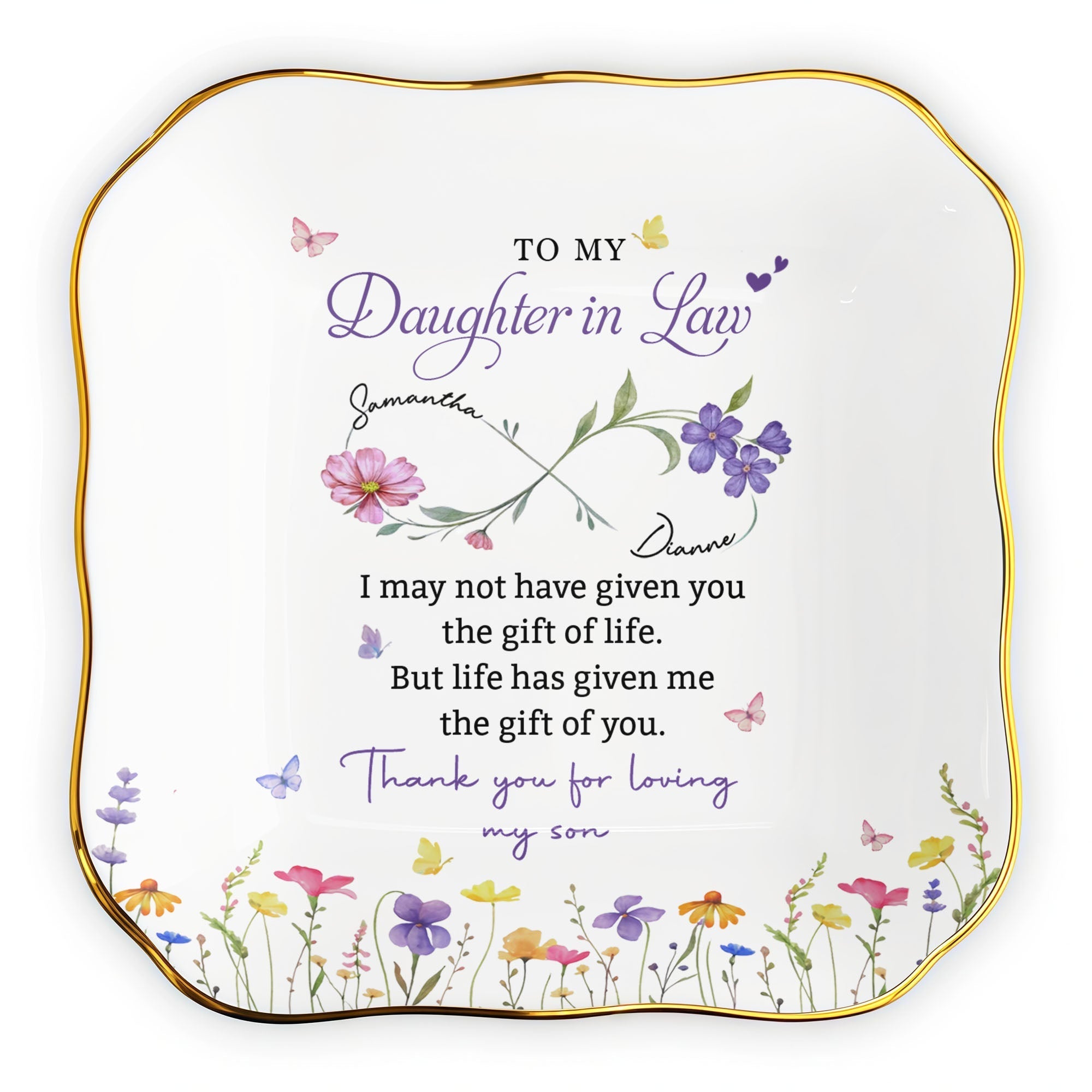 Personalized Lace Jewelry Dish for Daughter-in-Law Gift