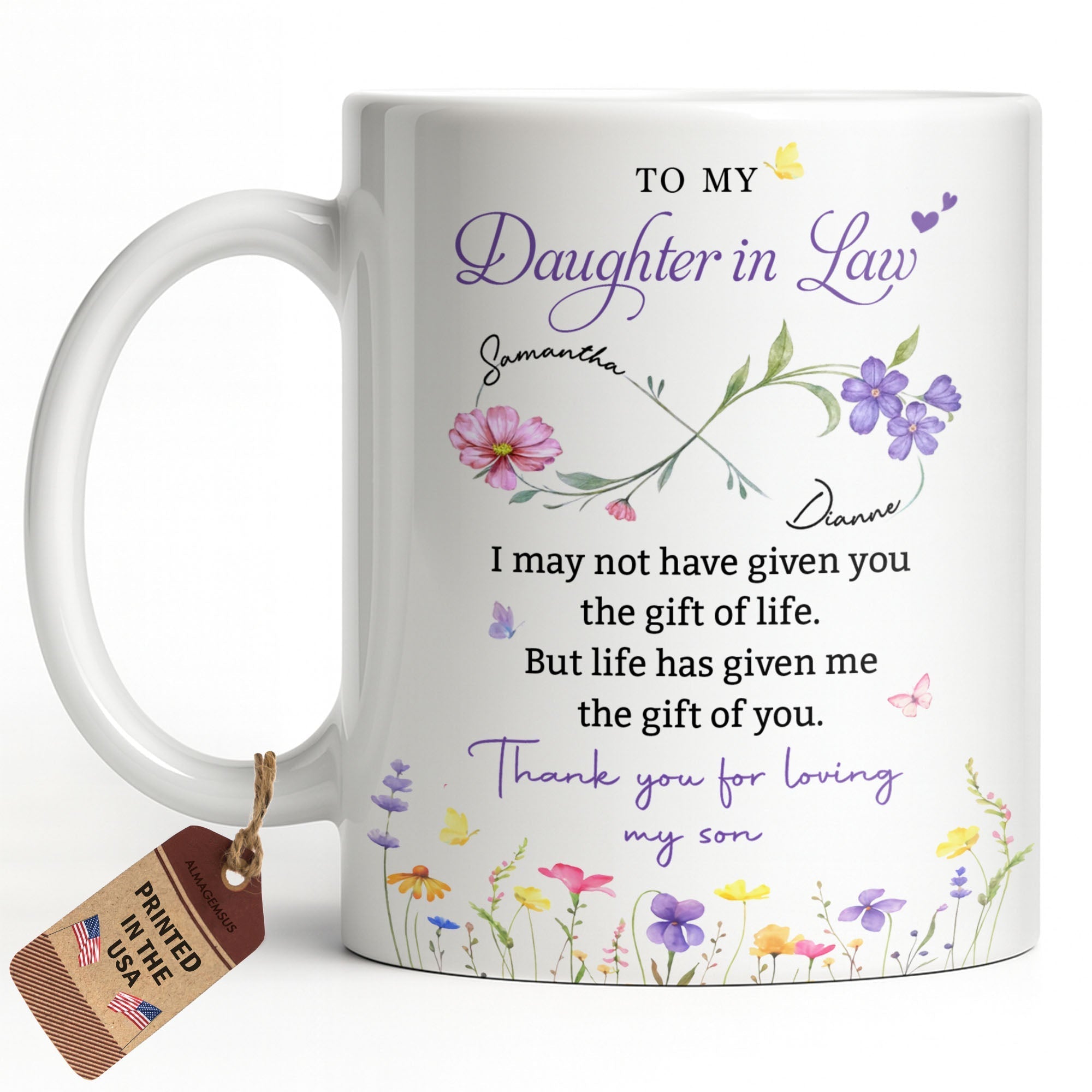 Personalized Coffee Mug Custom Flowers Gift for Daughter-in-Law