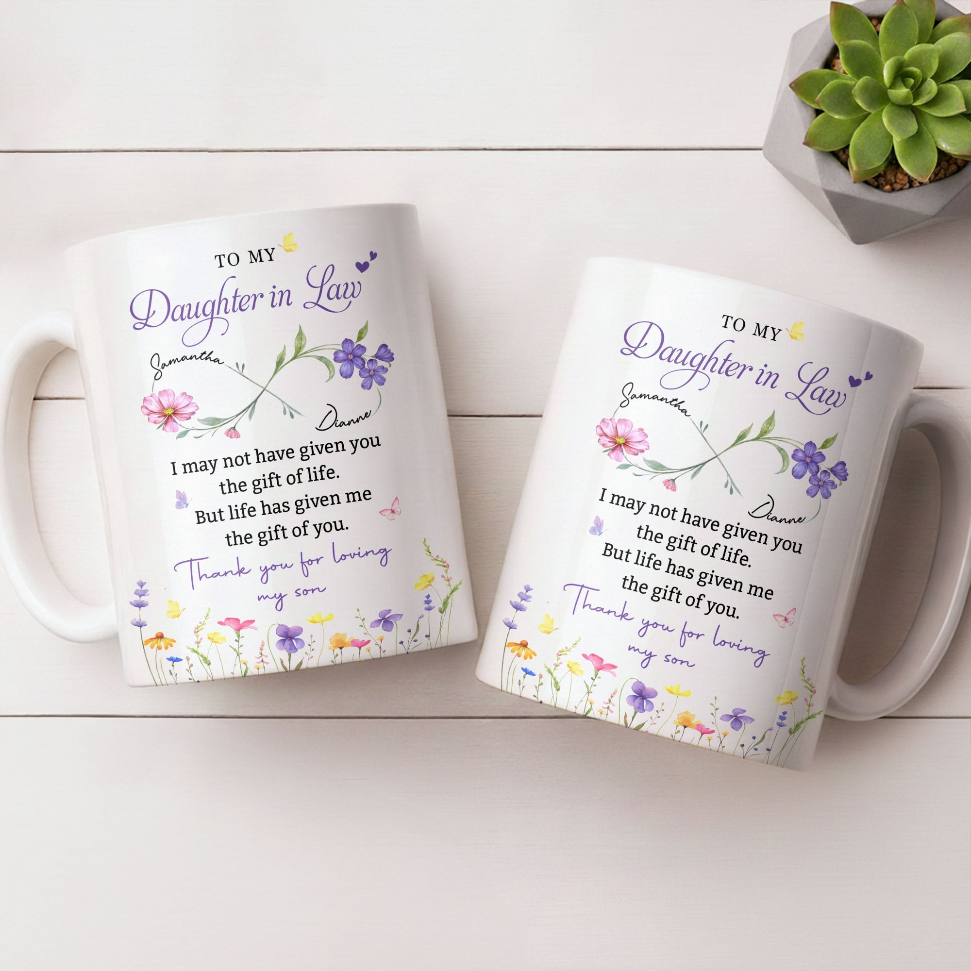 Personalized Coffee Mug Custom Flowers Gift for Daughter-in-Law