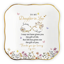 Load image into Gallery viewer, Personalized Lace Jewelry Dish Custom Name Gift for Daughter-in-Law
