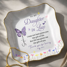 Load image into Gallery viewer, Personalized Lace Jewelry Dish Butterfly Design Gift for Daughter-in-Law
