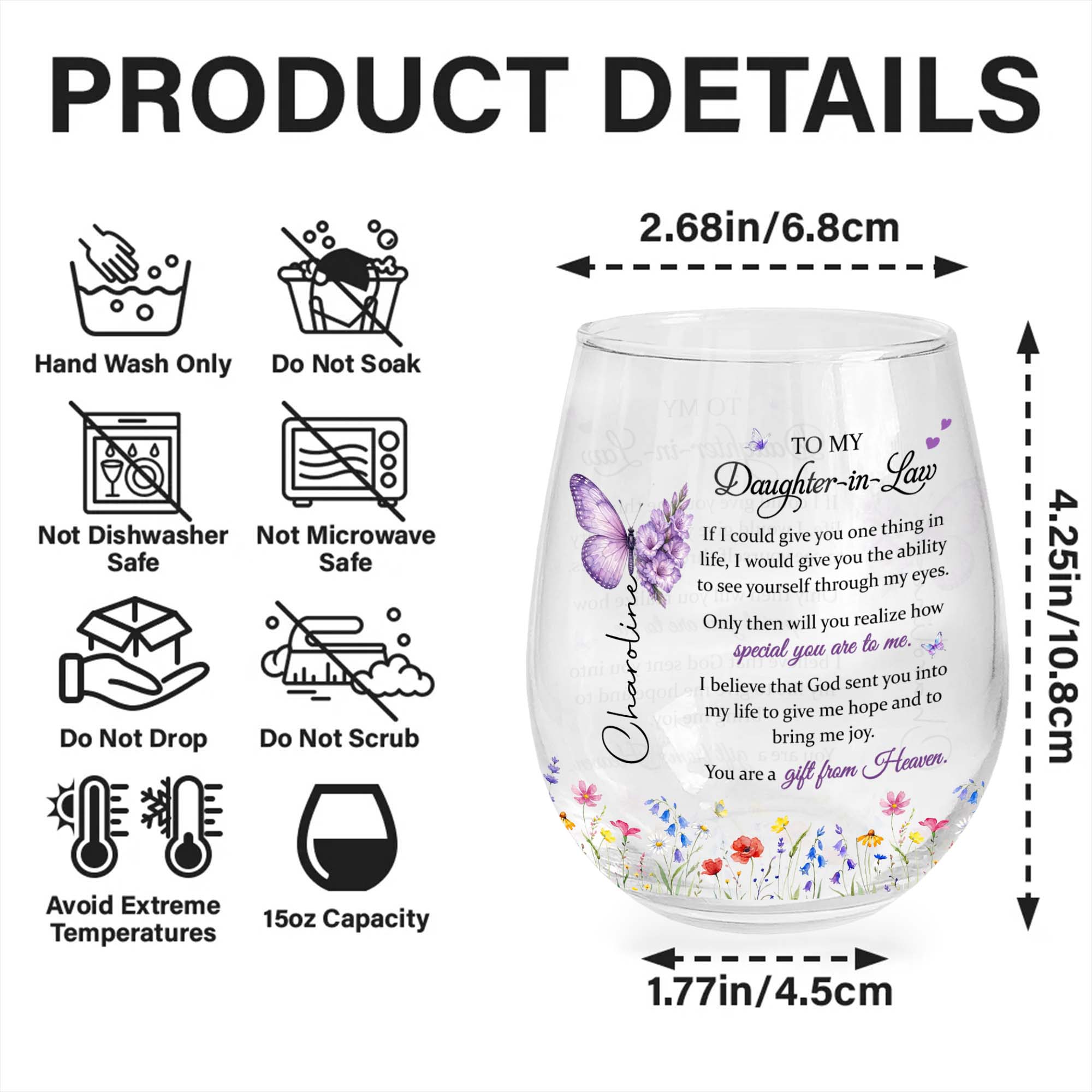 Personalized Stemless Wine Glass For Daughter-In-Law Gift