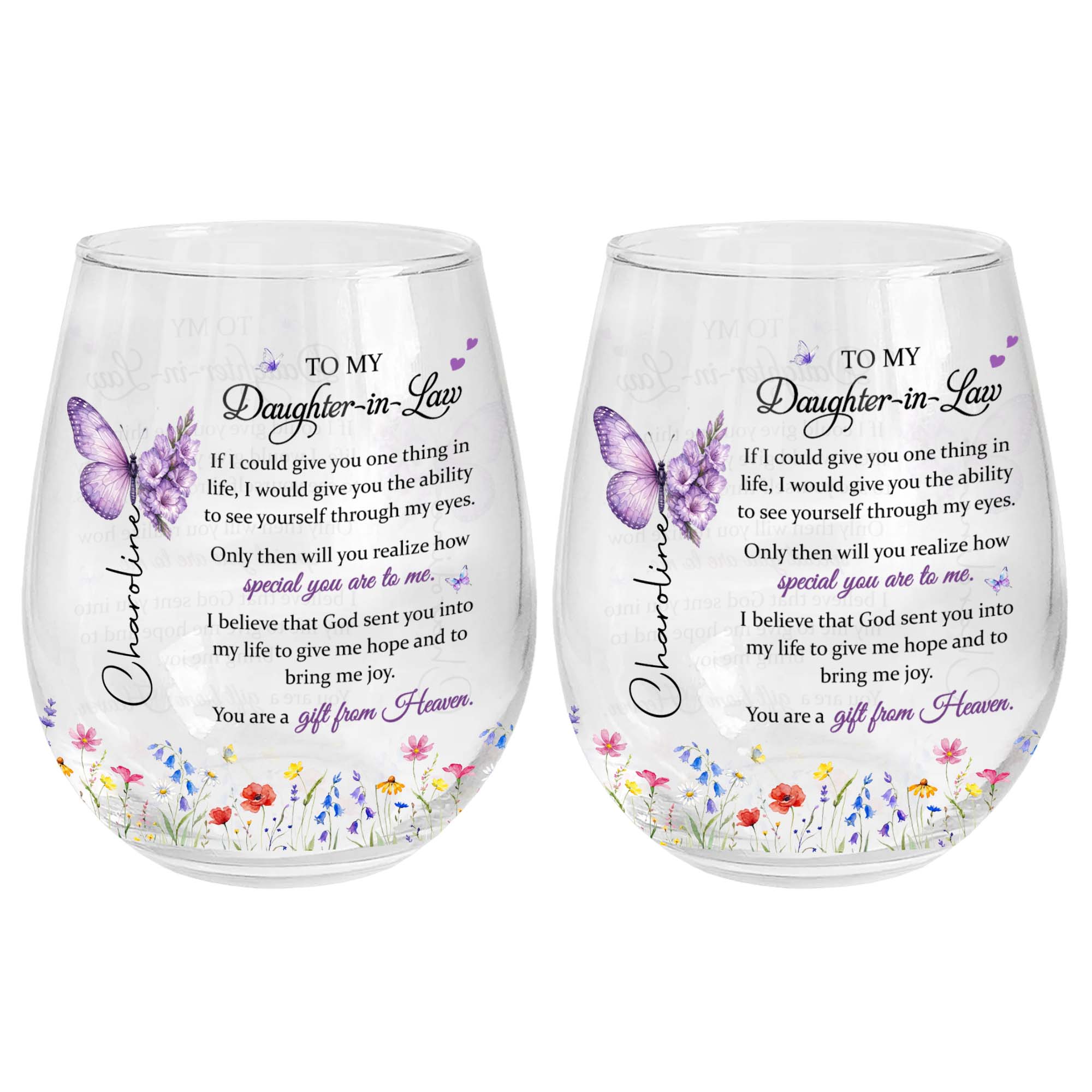 Personalized Stemless Wine Glass For Daughter-In-Law Gift