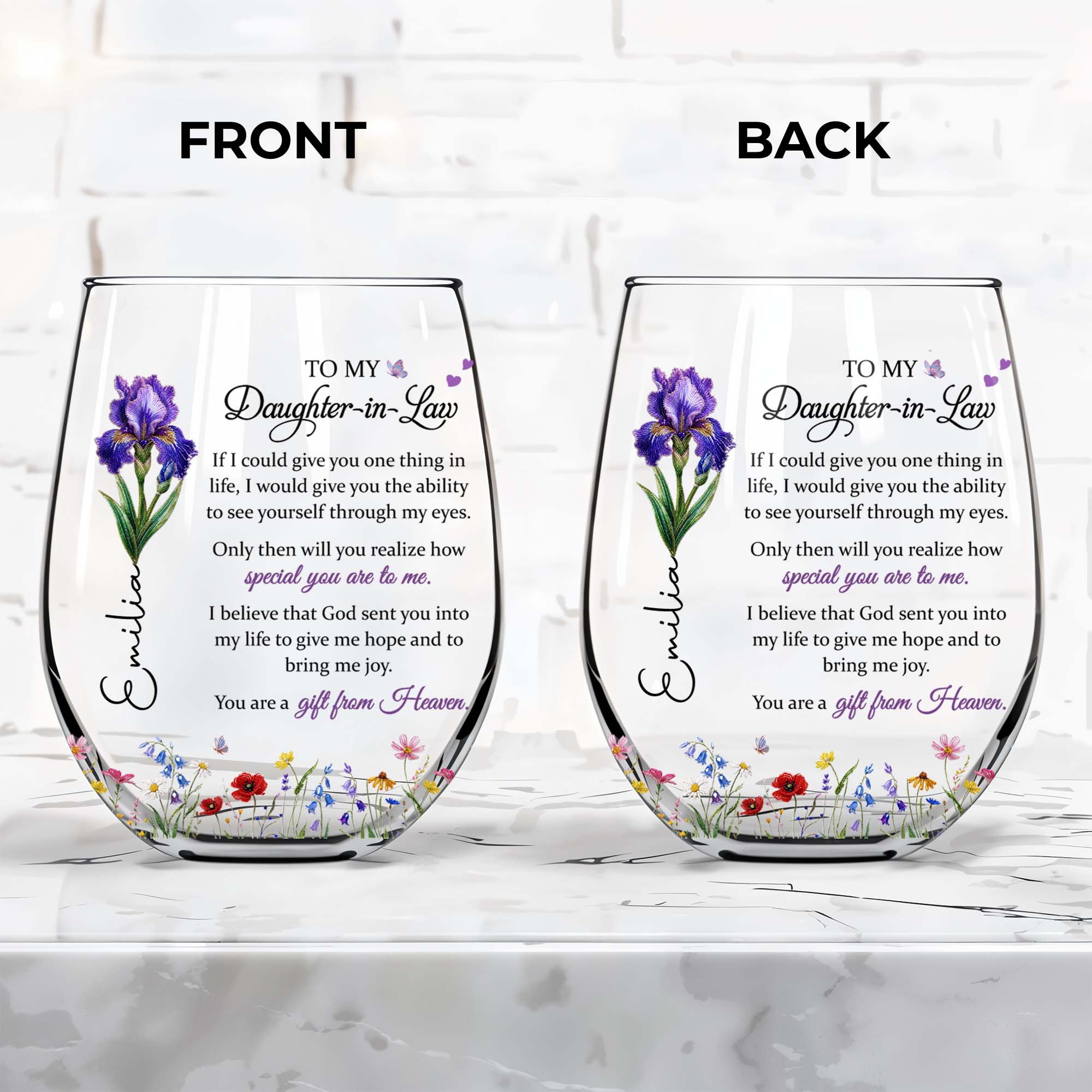 Personalized Wine Glass Custom Name Gift for Daughter-In-Law