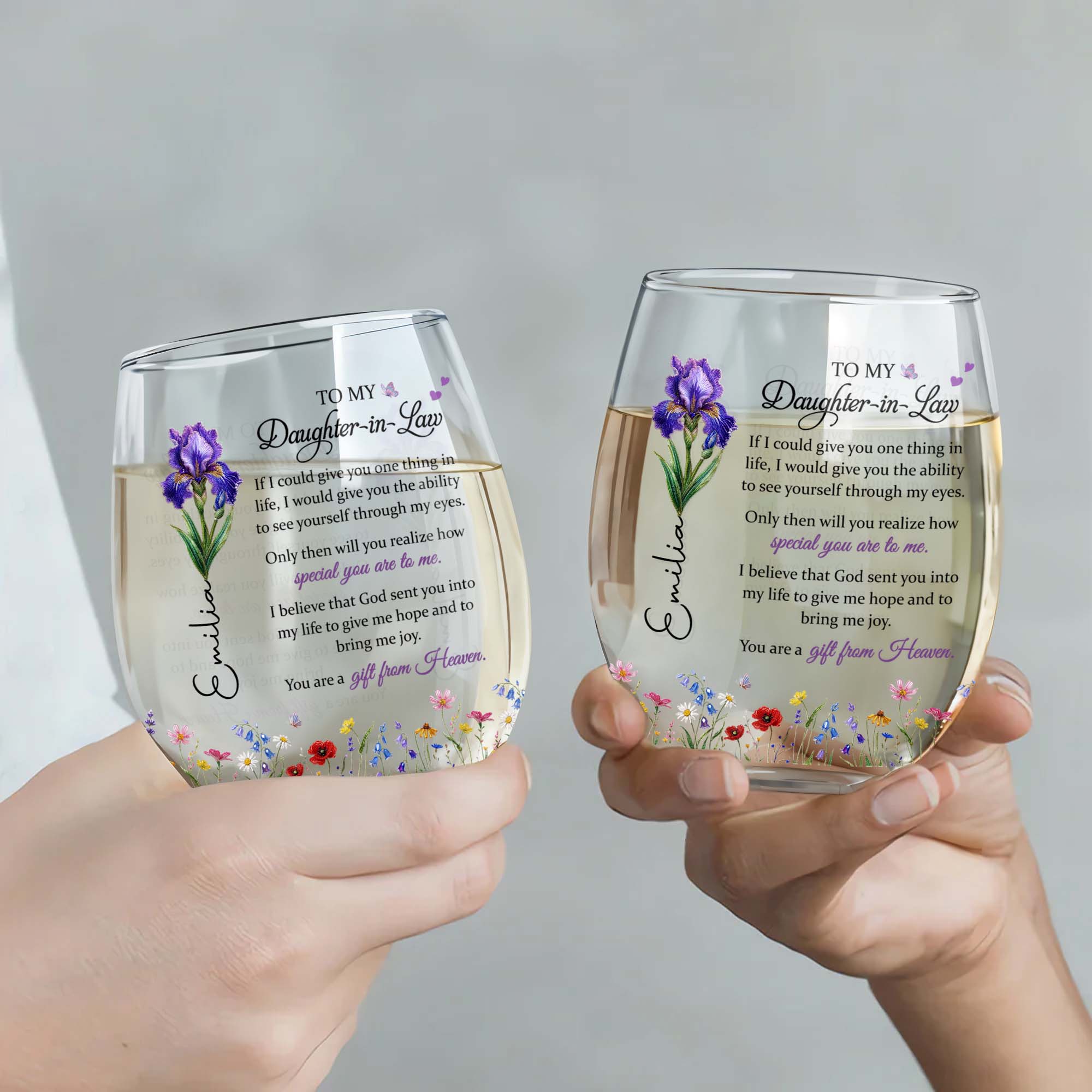 Personalized Wine Glass Custom Name Gift for Daughter-In-Law