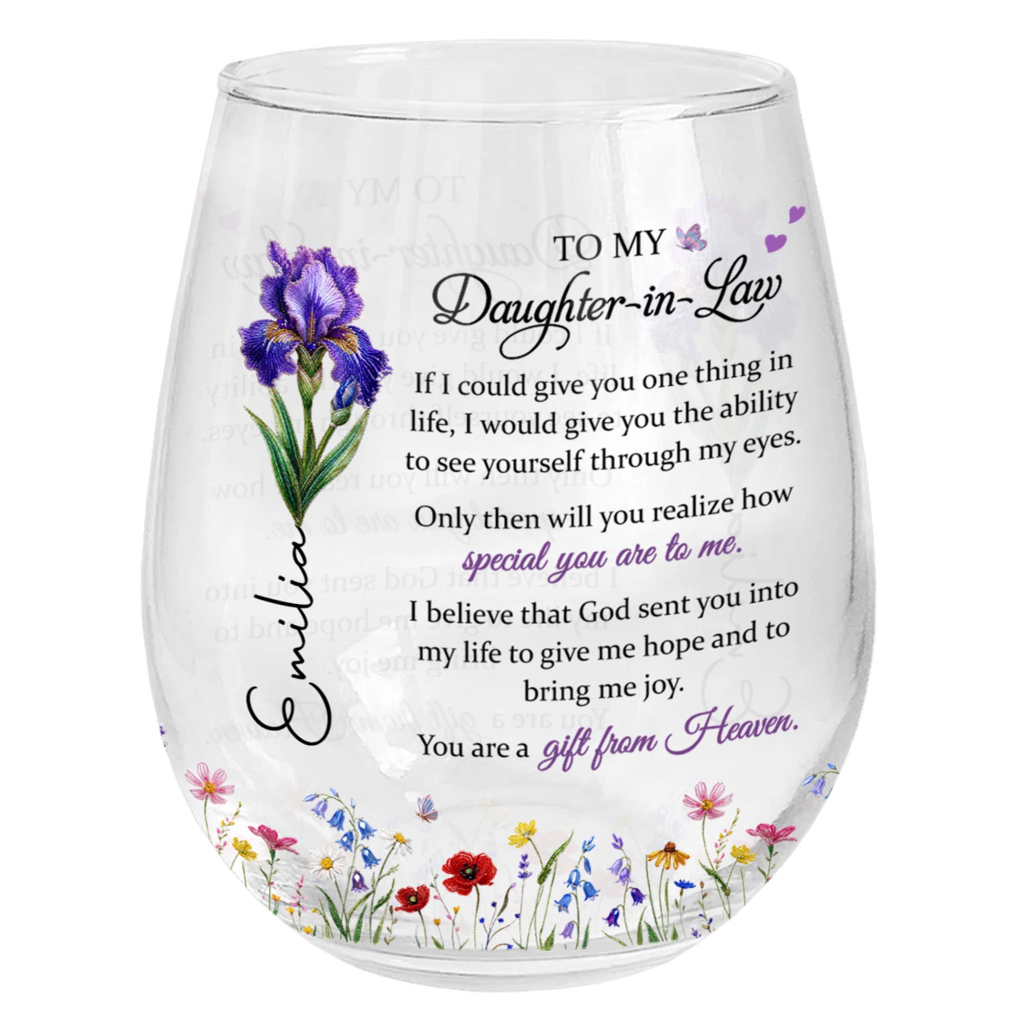 Personalized Wine Glass Custom Name Gift for Daughter-In-Law