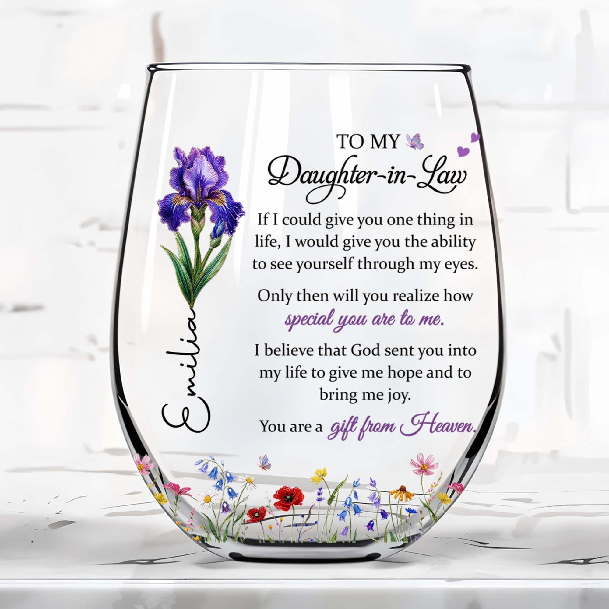 Personalized Wine Glass Custom Name Gift for Daughter-In-Law