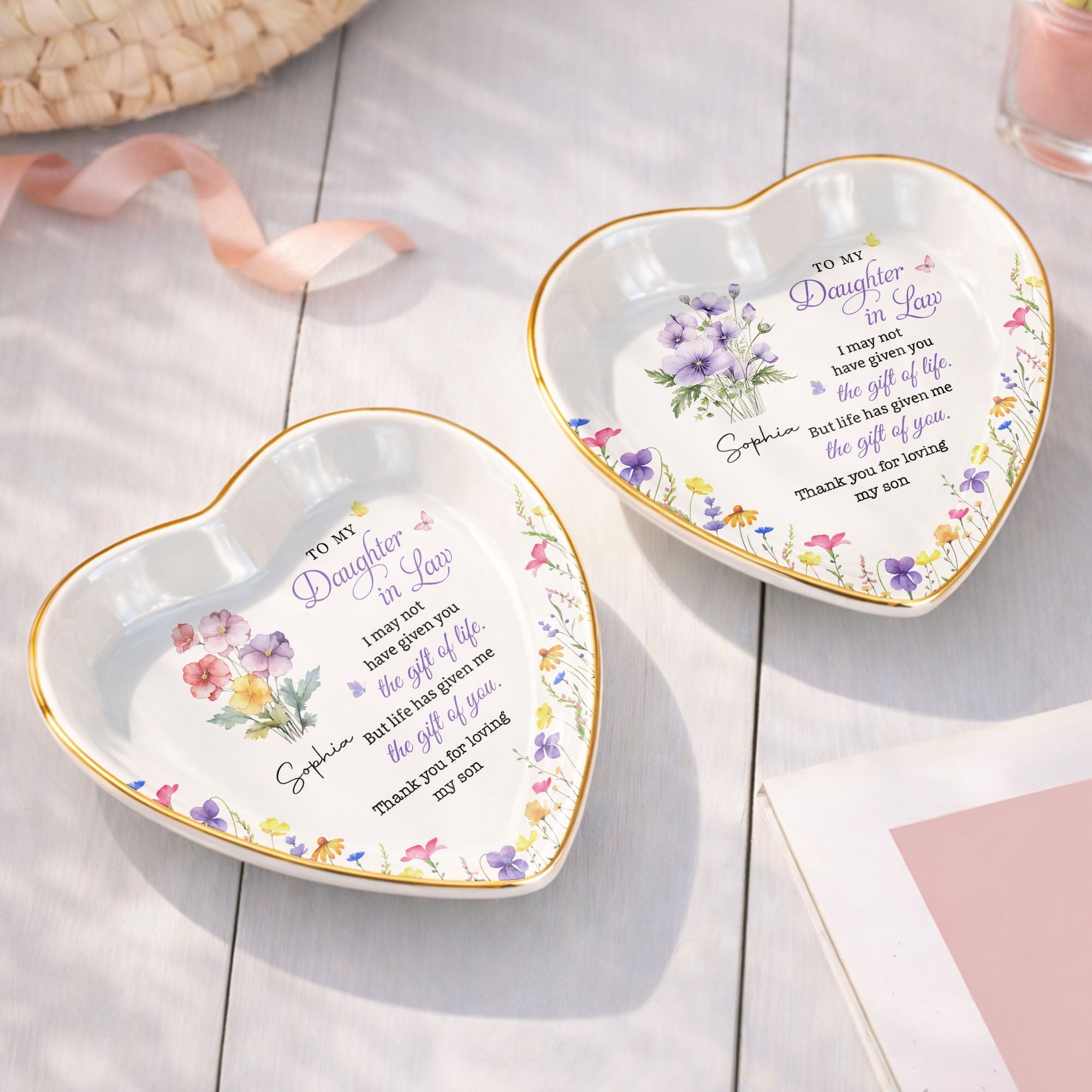 Personalized Heart-Shaped Jewelry Dish Custom Name Gift for Daughter-in-Law