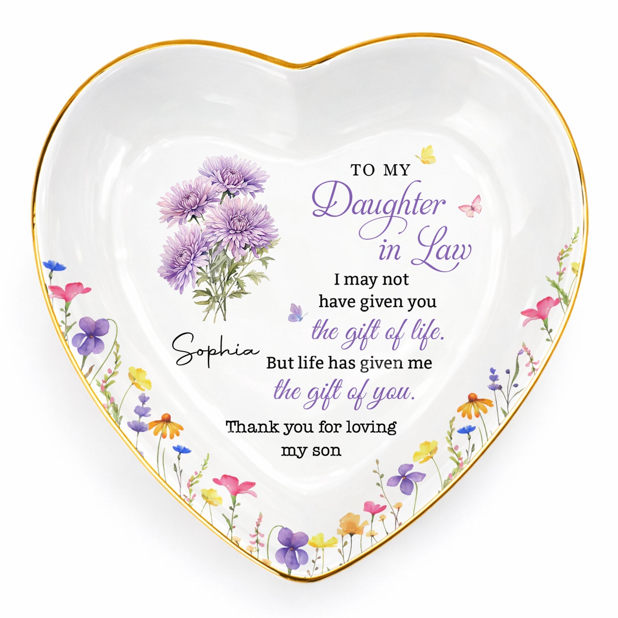 Personalized Heart-Shaped Jewelry Dish Custom Name Gift for Daughter-in-Law