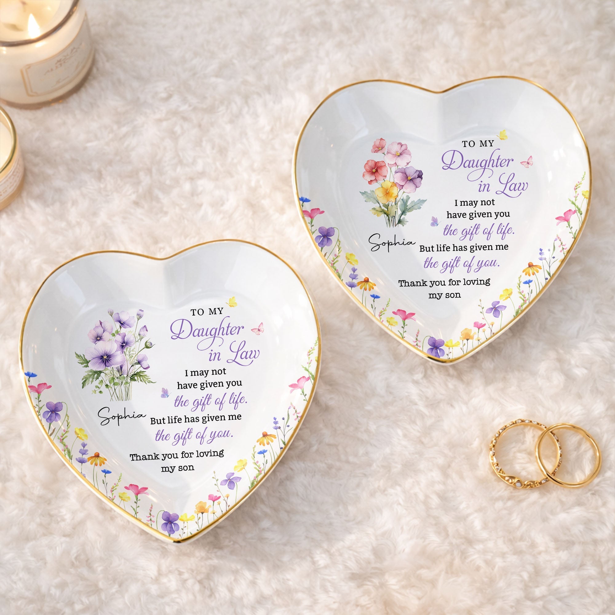 Personalized Heart-Shaped Jewelry Dish Custom Name Gift for Daughter-in-Law