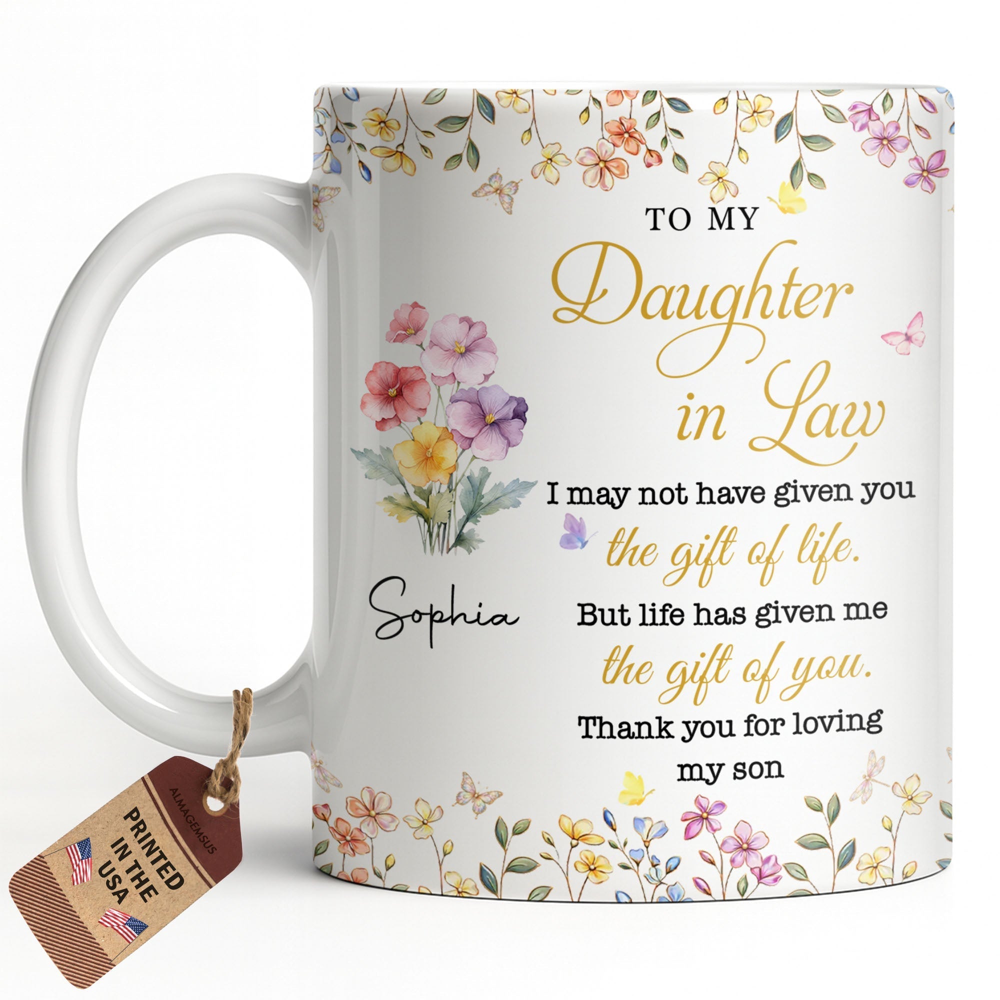 Personalized Floral Coffee Mug Gift for Daughter-in-Law