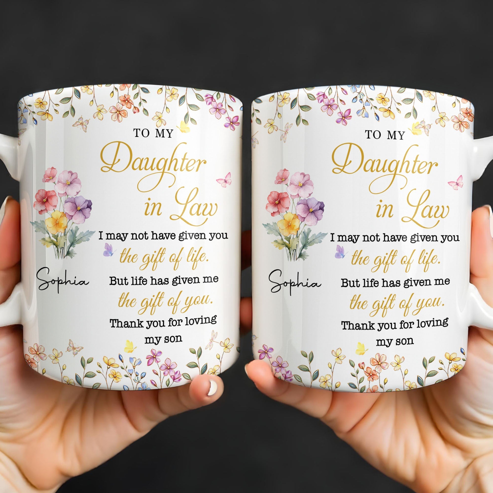 Personalized Floral Coffee Mug Gift for Daughter-in-Law