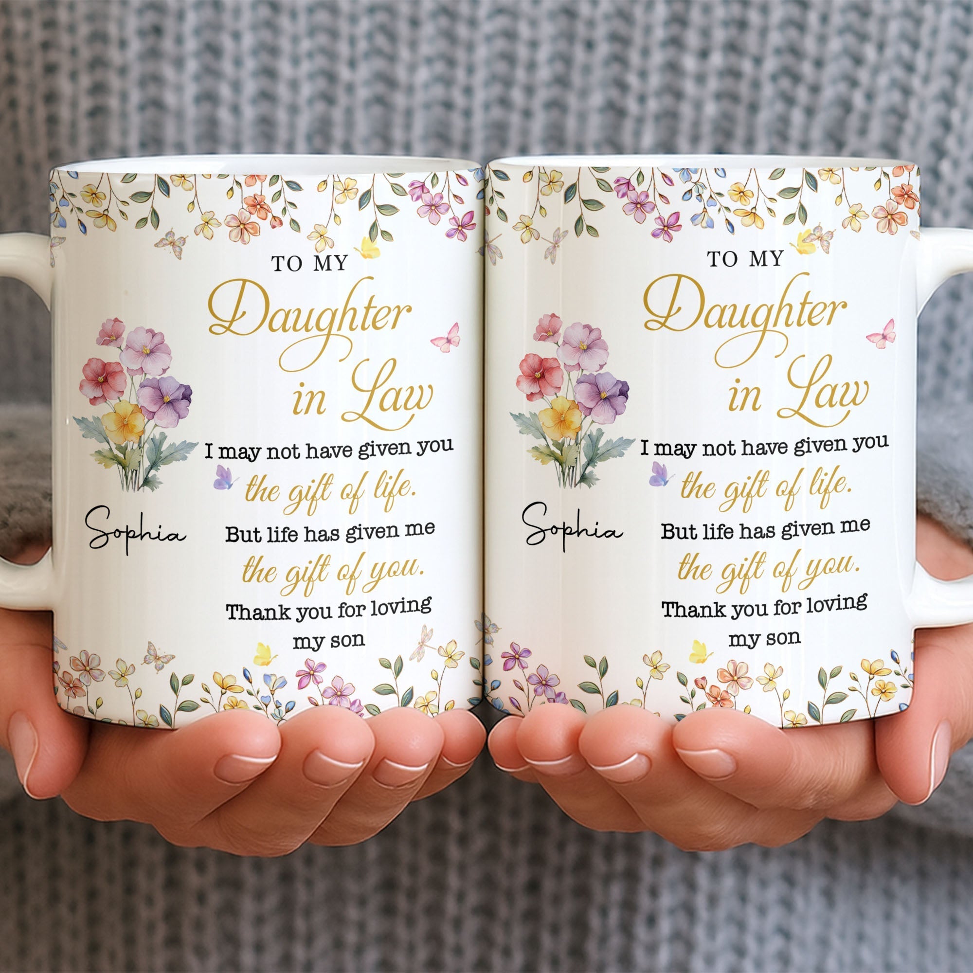Personalized Floral Coffee Mug Gift for Daughter-in-Law