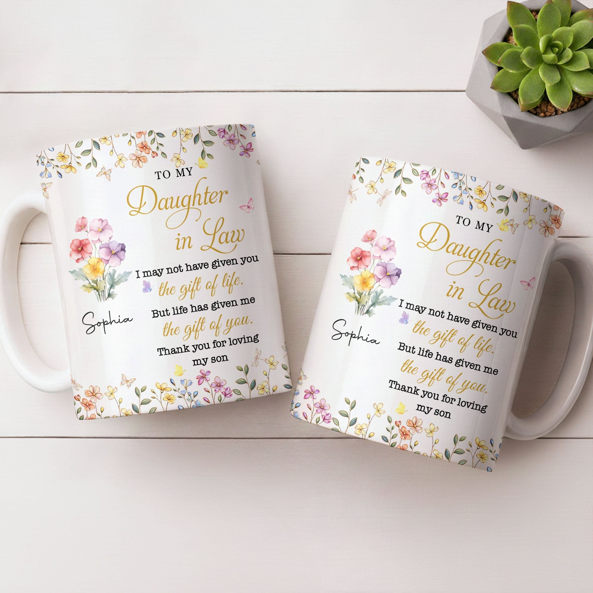 Personalized Floral Coffee Mug Gift for Daughter-in-Law