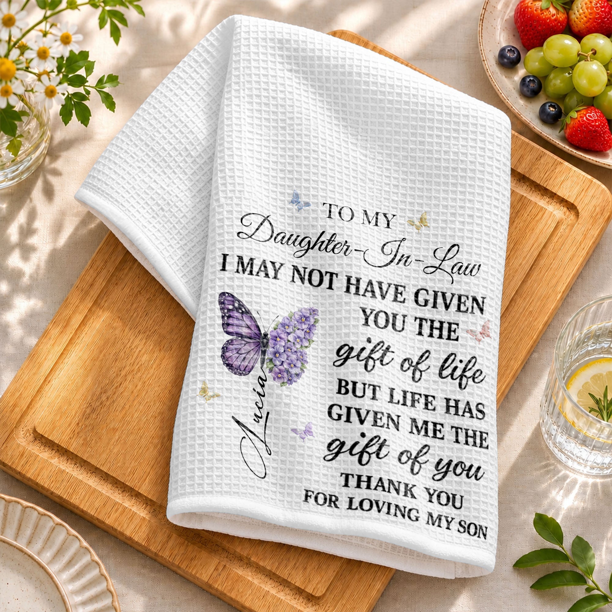 Personalized Kitchen Towel Custom Towel Gift for Daughter-In-Law