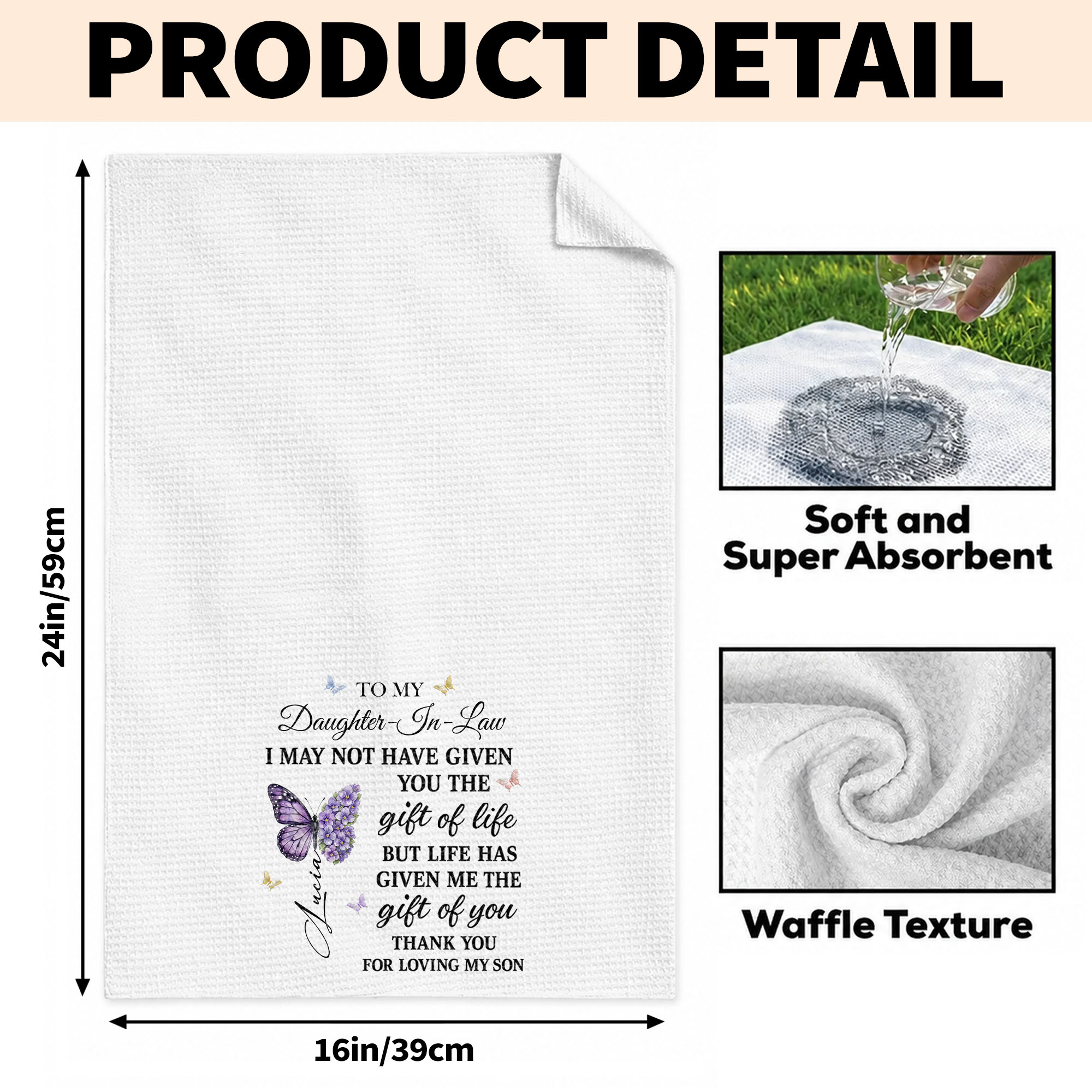 Personalized Kitchen Towel Custom Towel Gift for Daughter-In-Law