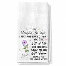 Load image into Gallery viewer, Personalized Kitchen Towel Custom Flower Design Gift for Daughter-in-Law
