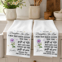Load image into Gallery viewer, Personalized Kitchen Towel Custom Flower Design Gift for Daughter-in-Law
