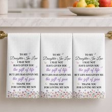 Load image into Gallery viewer, Personalized Kitchen Towel Gift for Daughter-in-Law with Flowers
