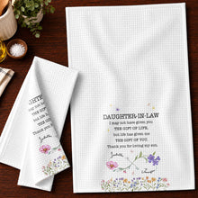 Load image into Gallery viewer, Personalized Kitchen Towel for Daughter-In-Law Gift with Infinity Flowers
