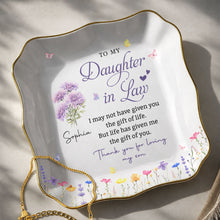 Load image into Gallery viewer, Personalized Lace Jewelry Dish Custom Name Gift for Daughter-in-Law
