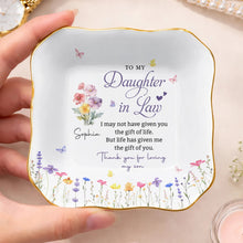Load image into Gallery viewer, Personalized Lace Jewelry Dish Custom Name Gift for Daughter-in-Law
