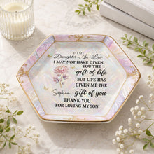 Load image into Gallery viewer, Personalized Hexagonal Ceramic Jewelry Dish Gift for Daughter-In-Law
